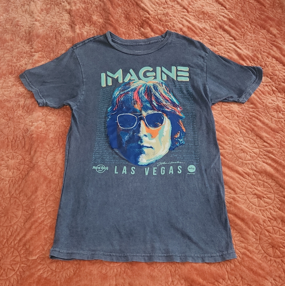 Imagine John Lennon Hard Rock Vegas Tee blue sz mens/unisex Signature Series #37